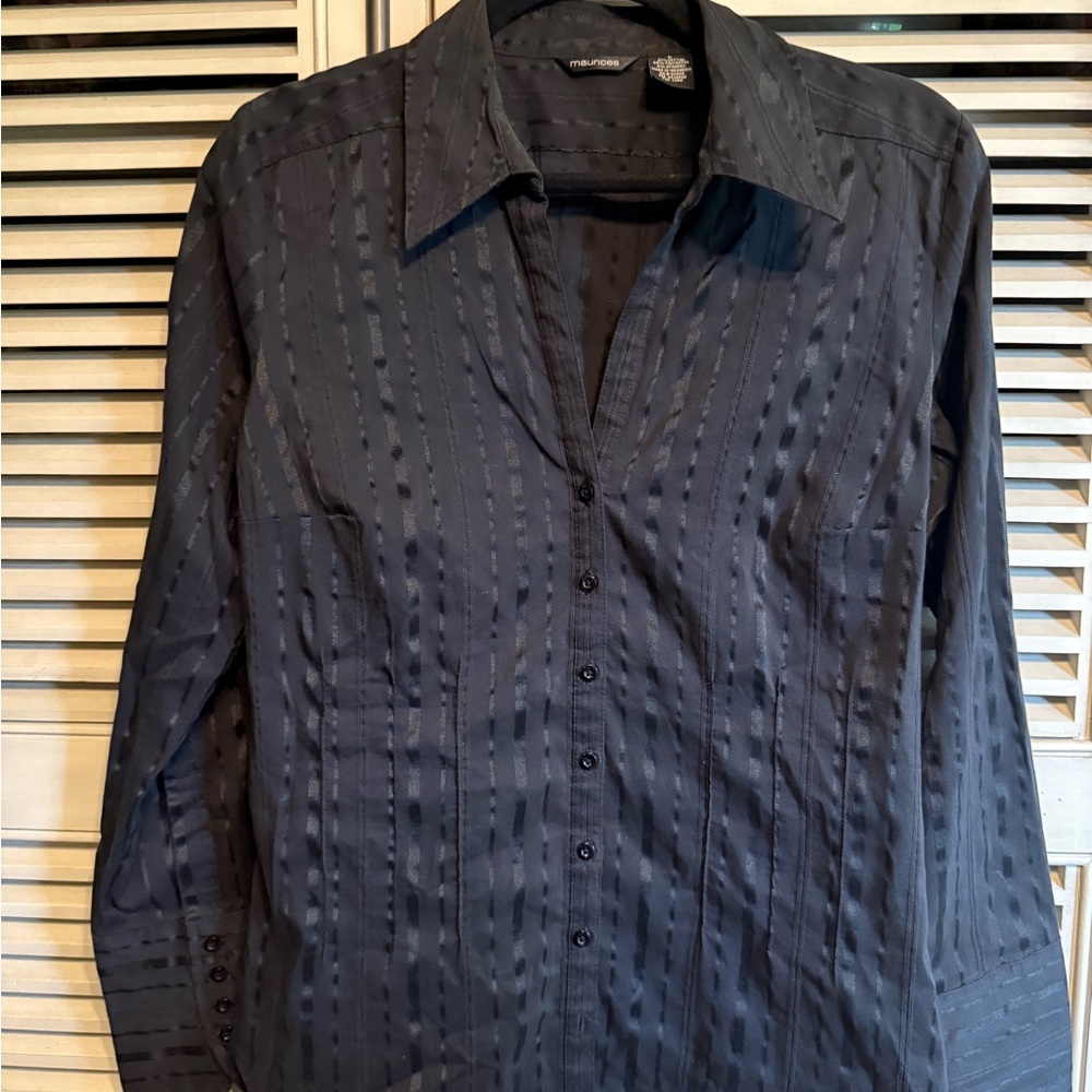 Maurices Black Dress Shirt with Textured Stripes